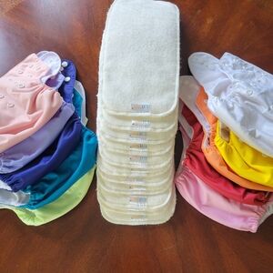 (10) AlvaBaby Reusable Diapers With (11) Inserts